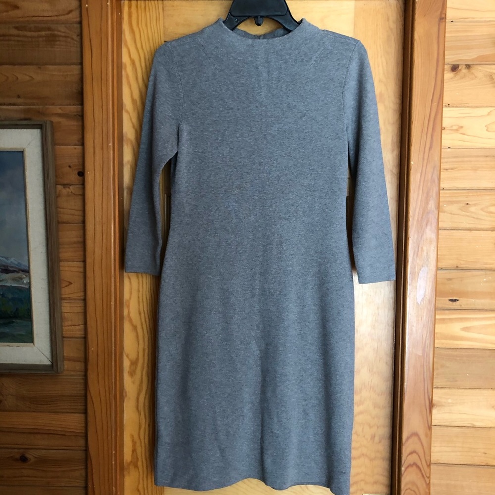 Talbots Gray Mock Neck Sweater Dress